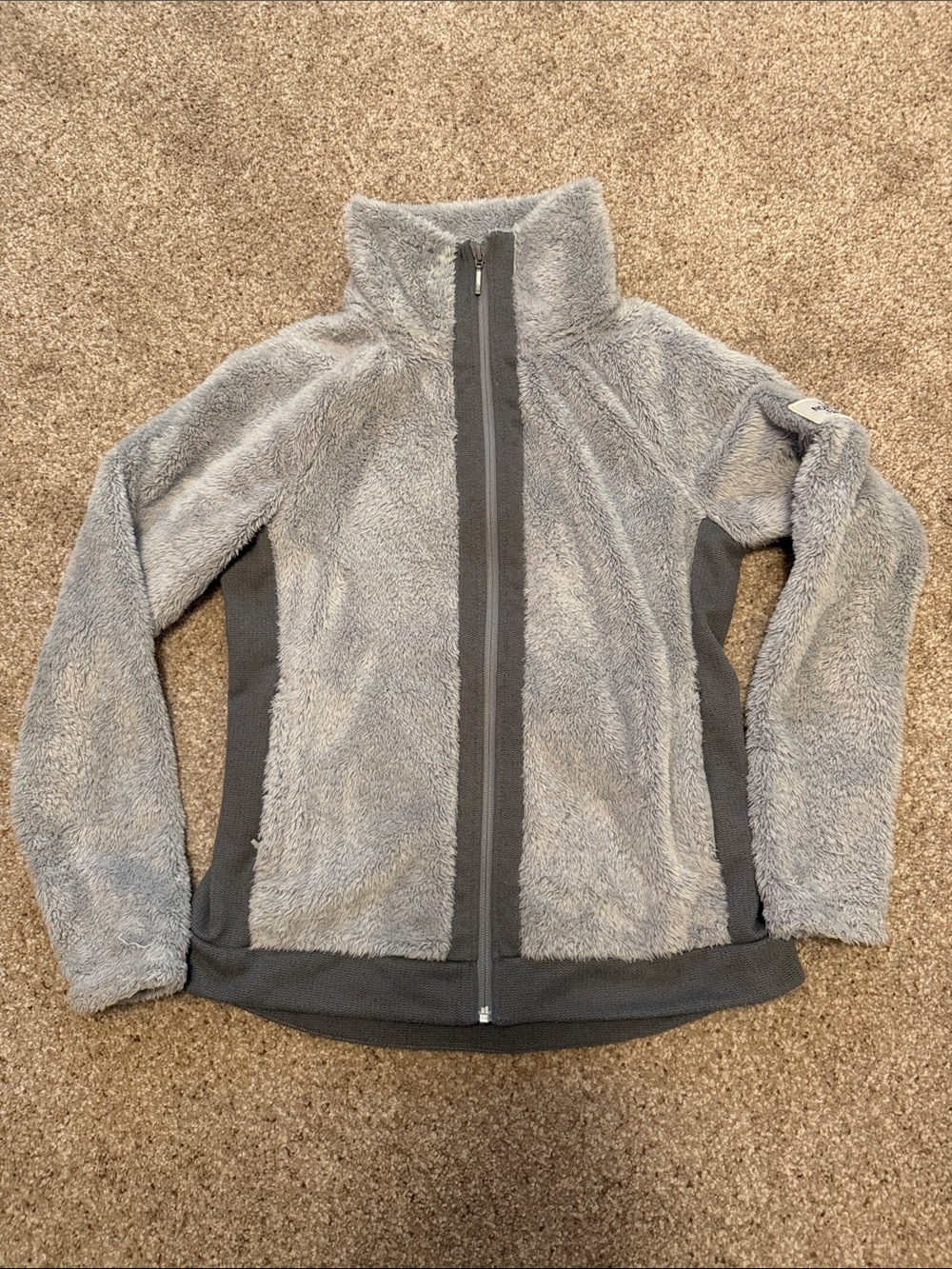Cozy Gray Full-Zip Sherpa Jacket- North Face